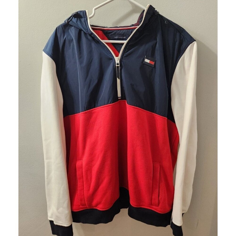 Tommy Hilfiger Pullover Jacket Windbreaker Size XL Red White Blue